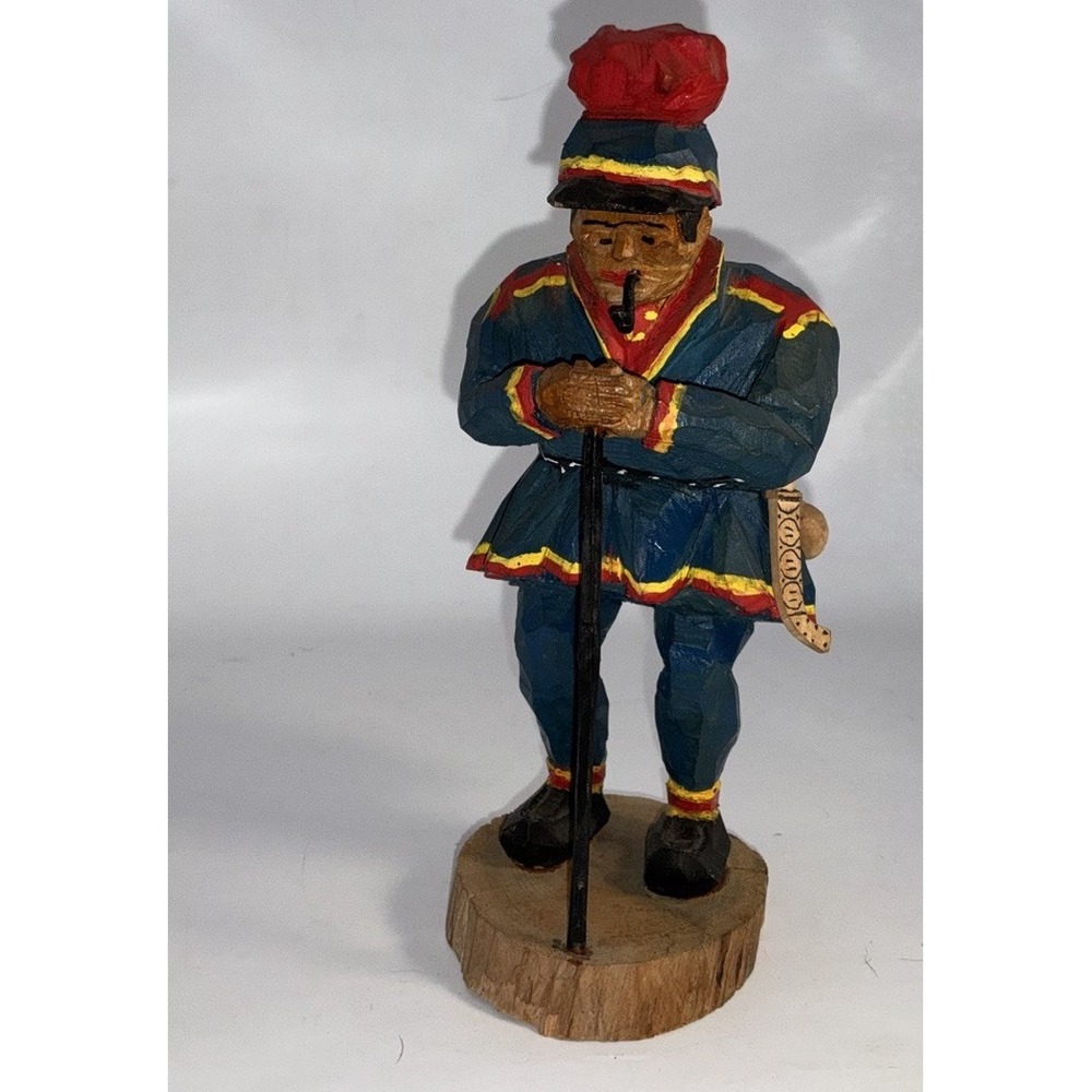Hand Carved Wooden Figurine Of A Sami Man Scandinavian Folk‎ Art "Samegubbe"